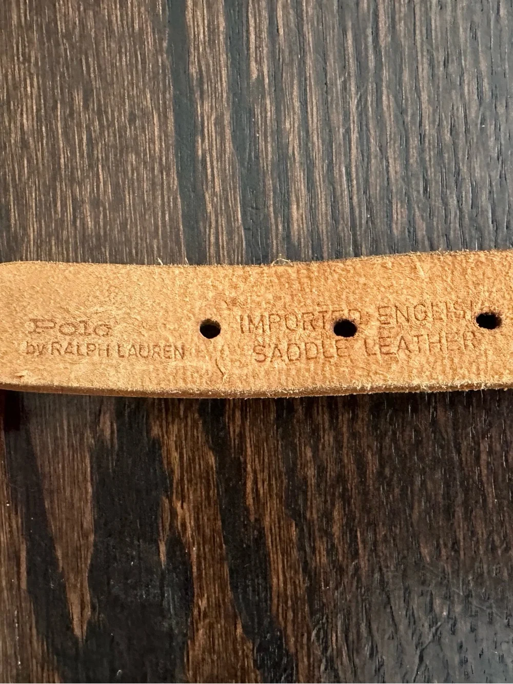 Polo by Ralph Lauren Striped Red and Navy Webbed Belt with Tan Leather Accents